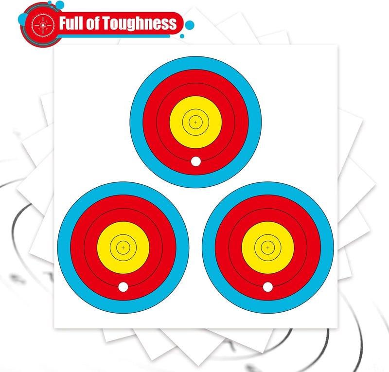 MOLFUJ Archery Targets Paper 3 Spot, New Las Version 30pcs/50pcs, Archery Target Pins Included, Bow and Arrow Targets for Hunting Backyard, Archery Target Practice Accessories - Image 4